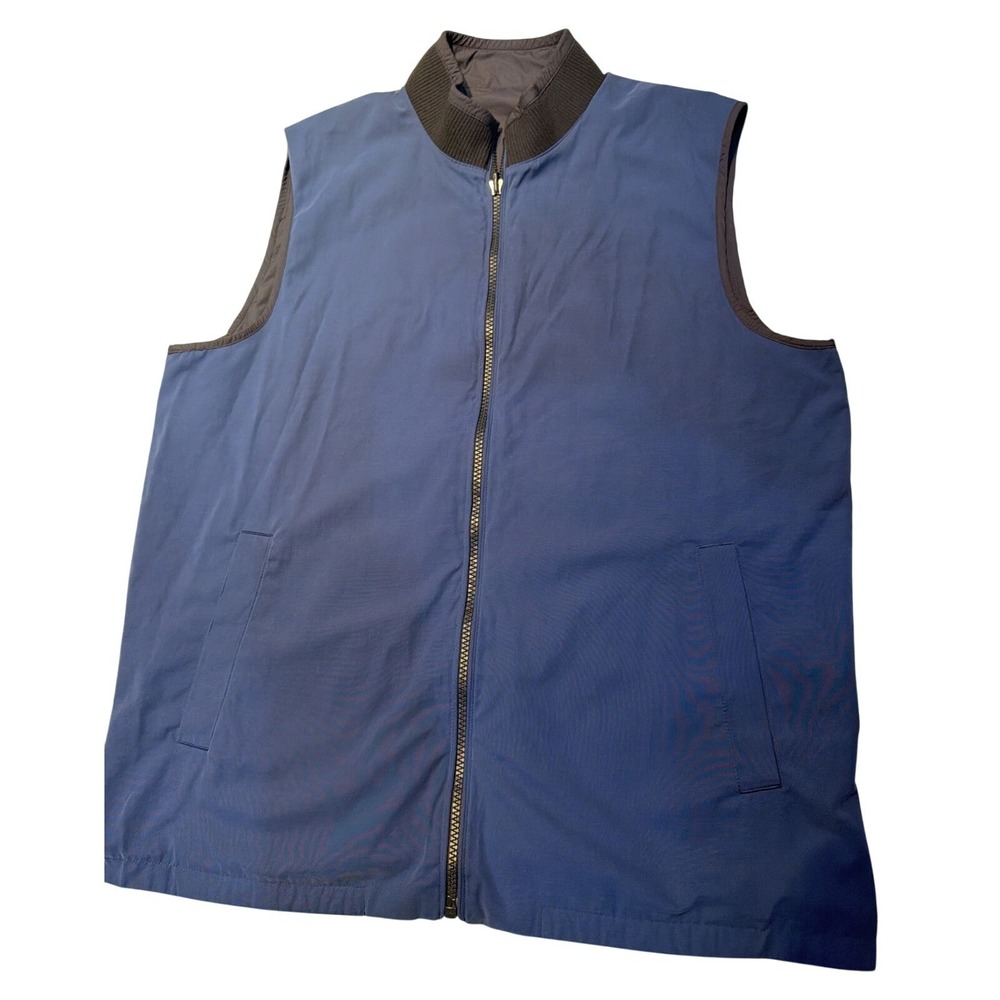 Untuckit Vest Mens Medium Blue/grey Lightweight Zip Front Casual Reversible Golf